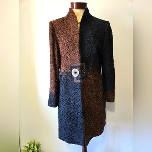 KATHLEEN WEIR-WEST Unique Handwoven Designer Two-Tone Women's Coat. Size Sm-M